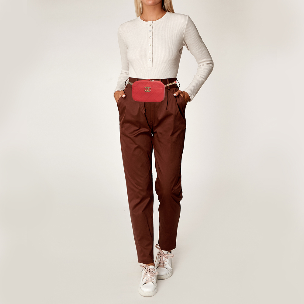 

Chanel Red Quilted Leather CC Waist Bag