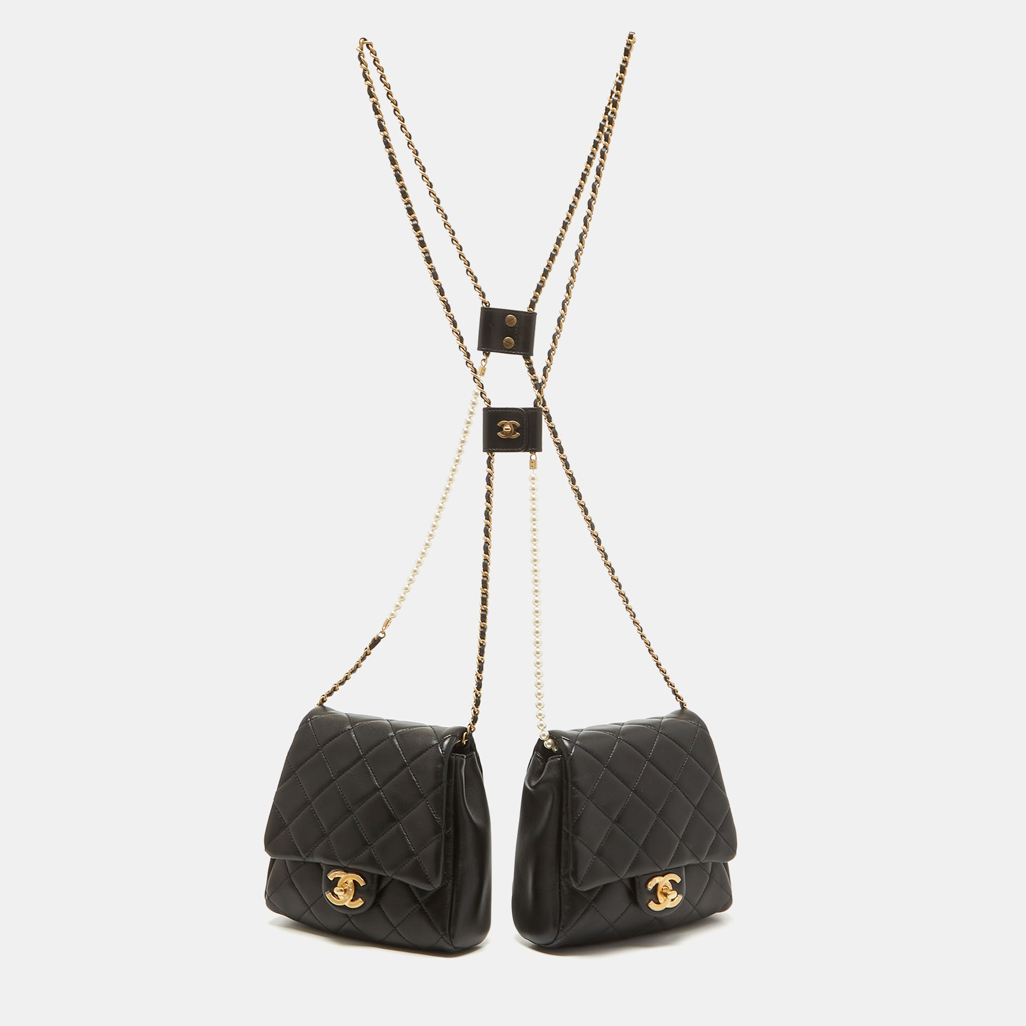 Chanel Black Quilted Leather Side-Packs Crossbody Bag Chanel | TLC