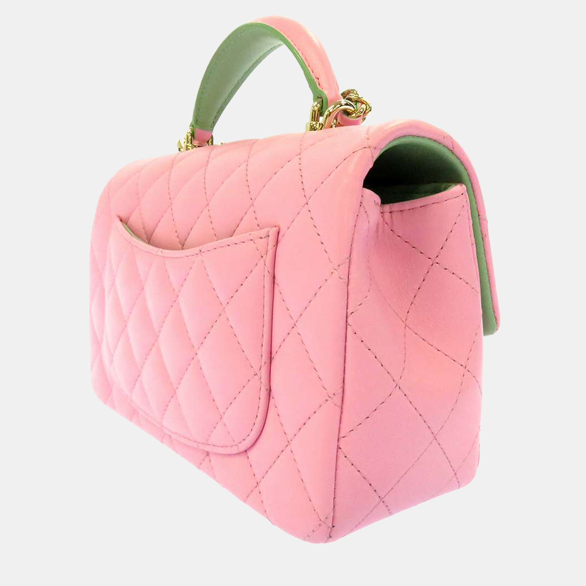 

Chanel Pink Leather CC Mini Top Handle Flap Bag