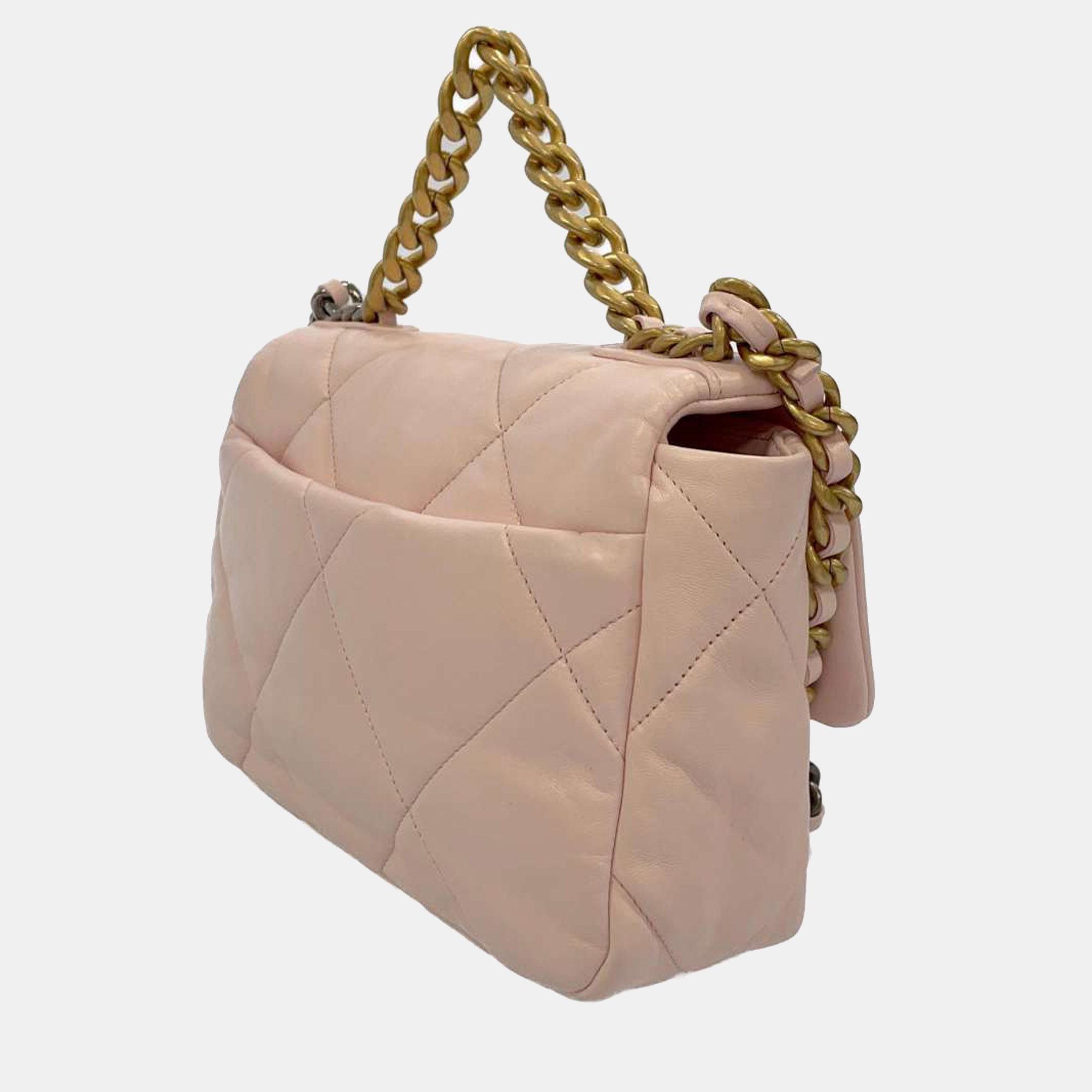 

Chanel Pink Leather Large 19 Flap Shoulder Bag