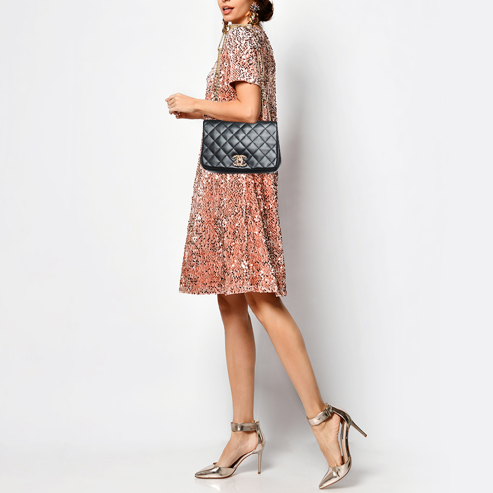 

Chanel Black Quilted Leather CC Full Flap Bag