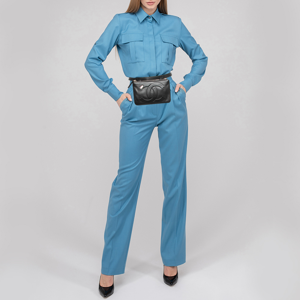 

Chanel Black Leather CC Mania Double Zip Waist Belt Bag