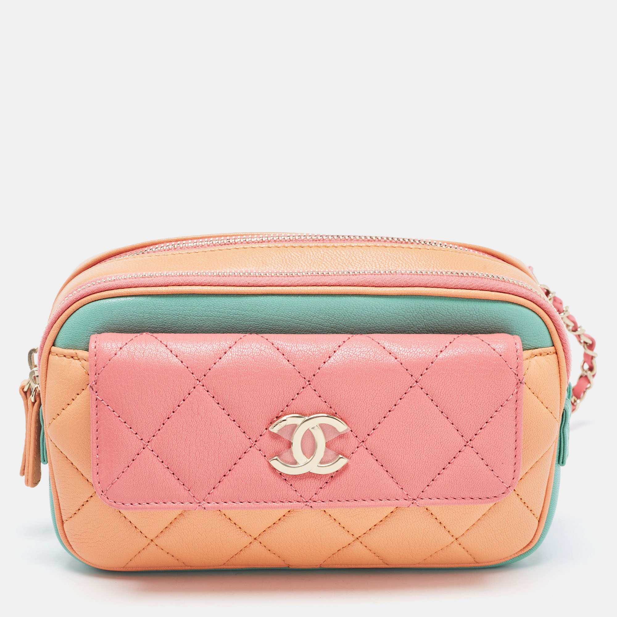 Chanel Mulicolor Quilted Leather CC Double Zip Waist Bag Chanel | The ...