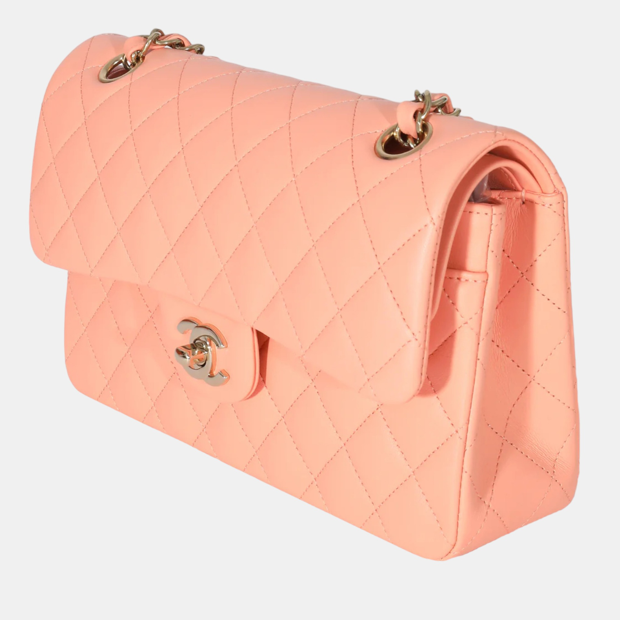 

Chanel Orange Leather  Classic Double Flap Shoulder Bag