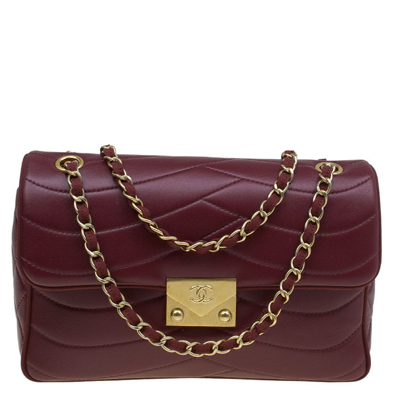 Chanel Burgundy Leather Pagoda Flap Bag