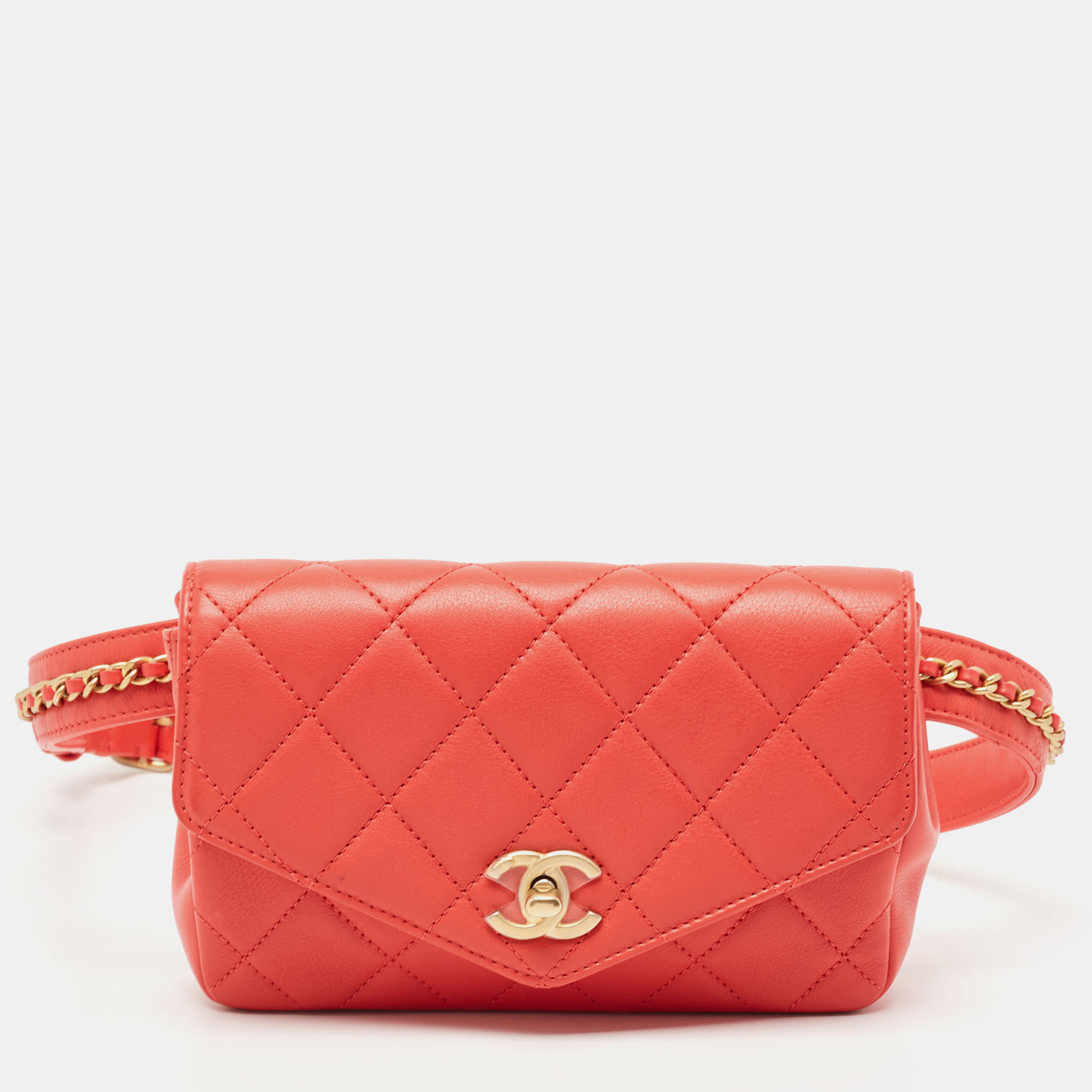 Chanel red shop belt bag