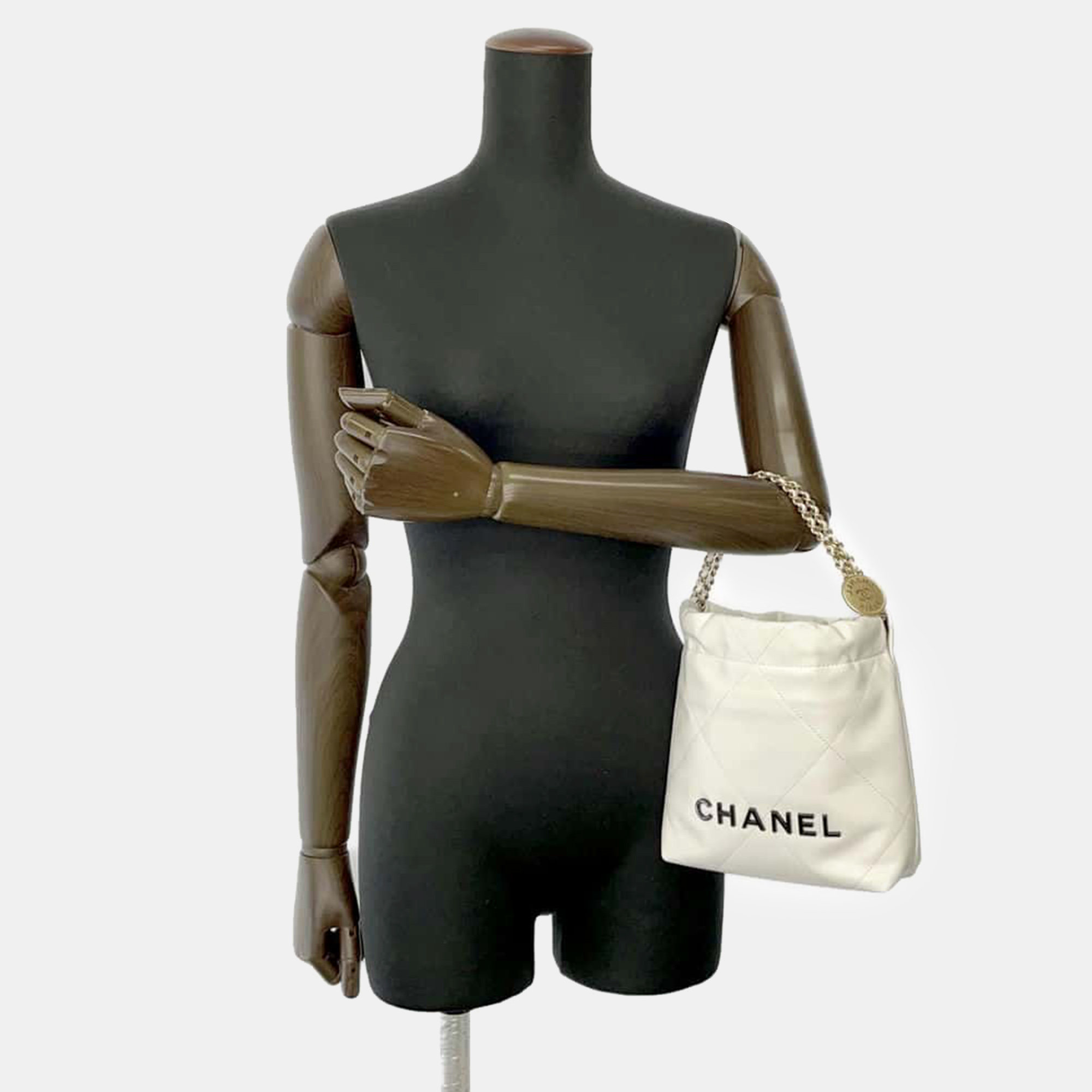 

Chanel White Leather 22 Mini Hobo Bag