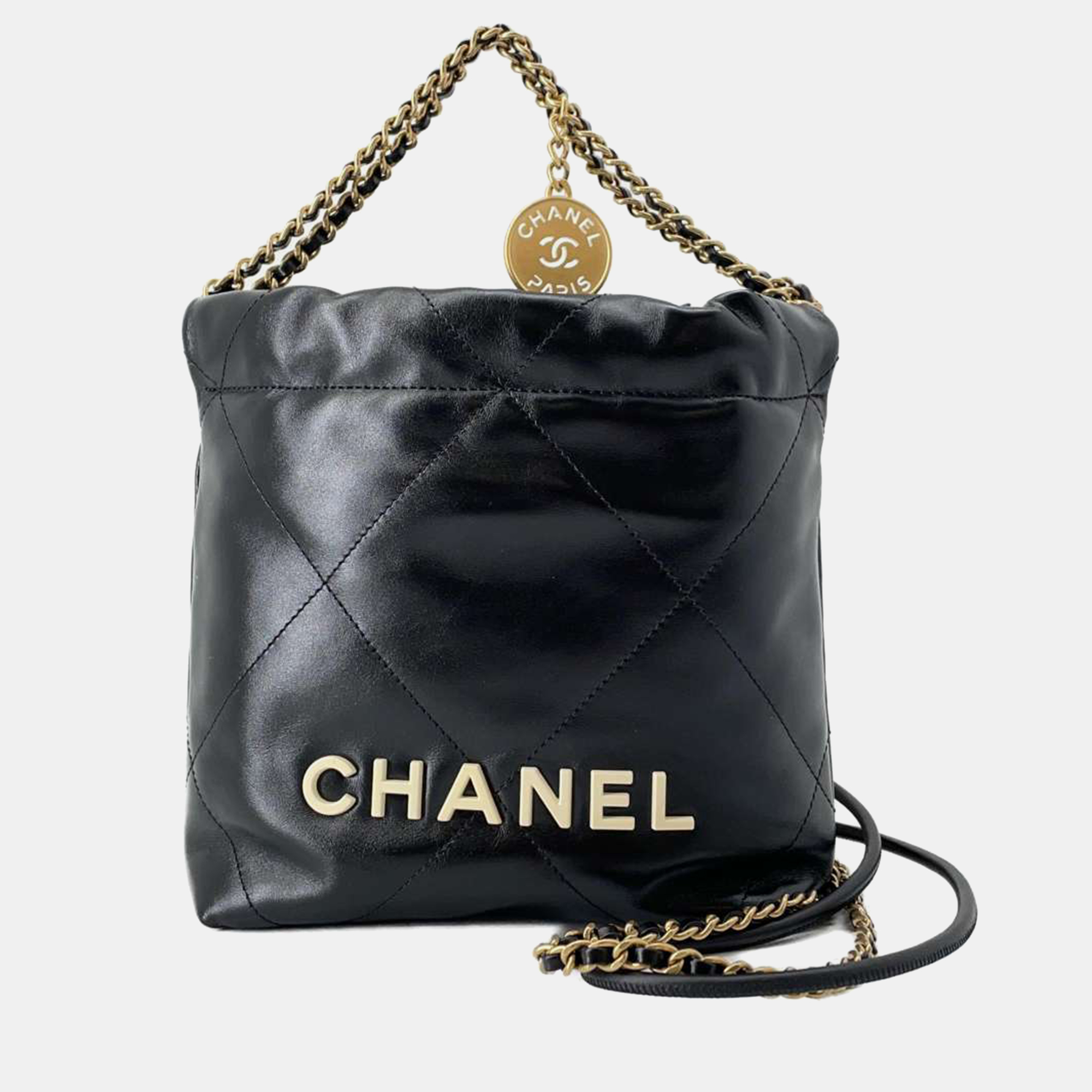 Chanel Black Leather MIni 22 Hobo