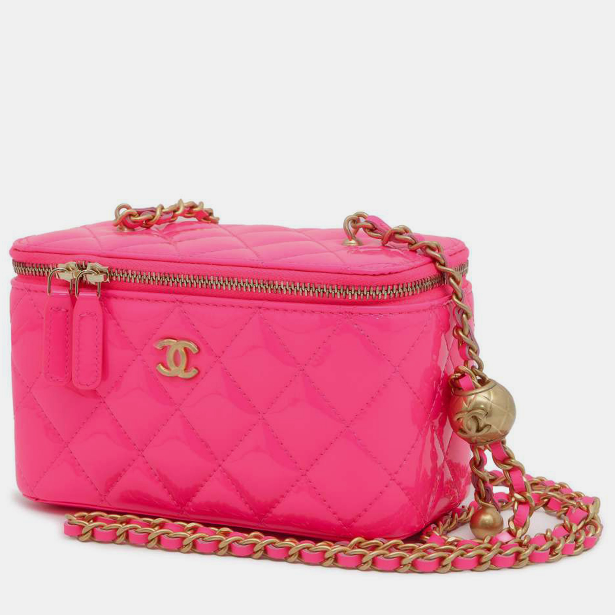 

Chanel Pink Leather Vanity Case Chain Shoulder Bag