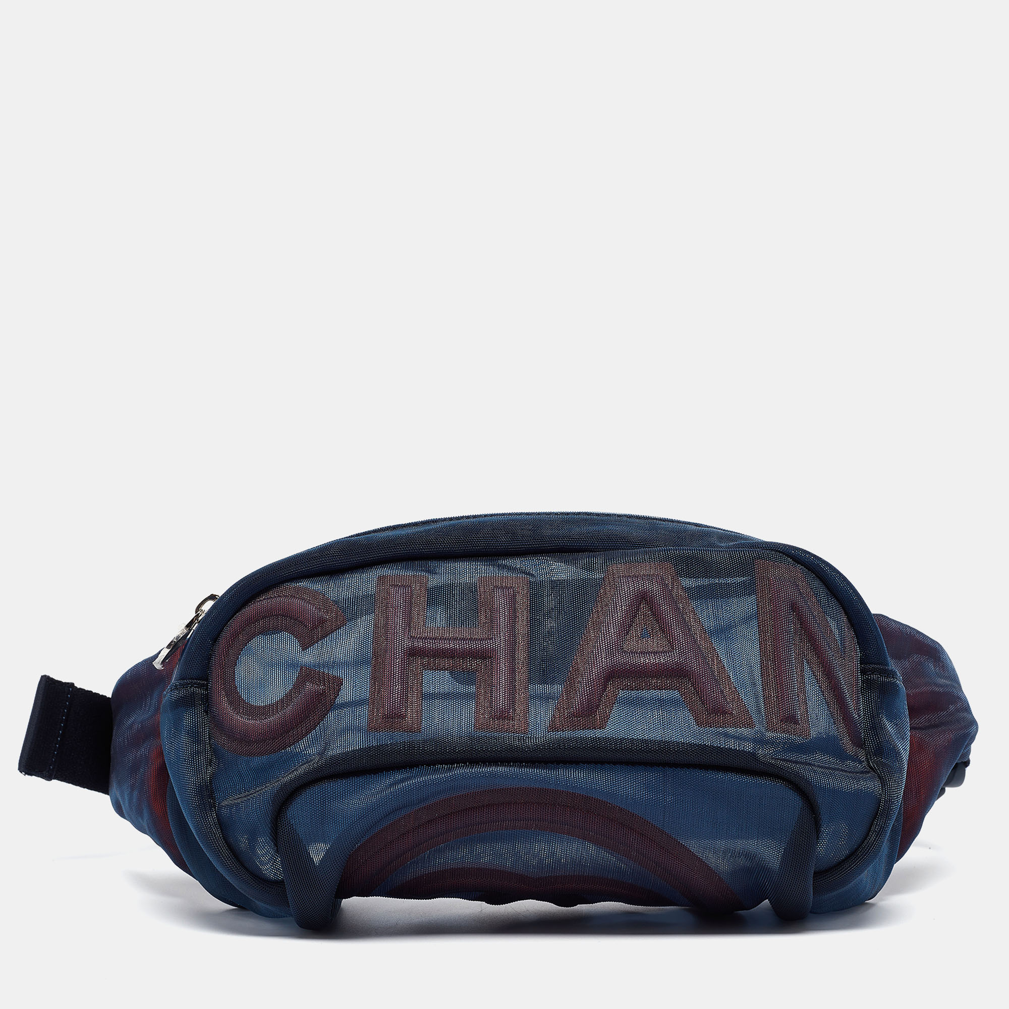 

Chanel Navy Blue Mesh Nylon CC Waist Bag