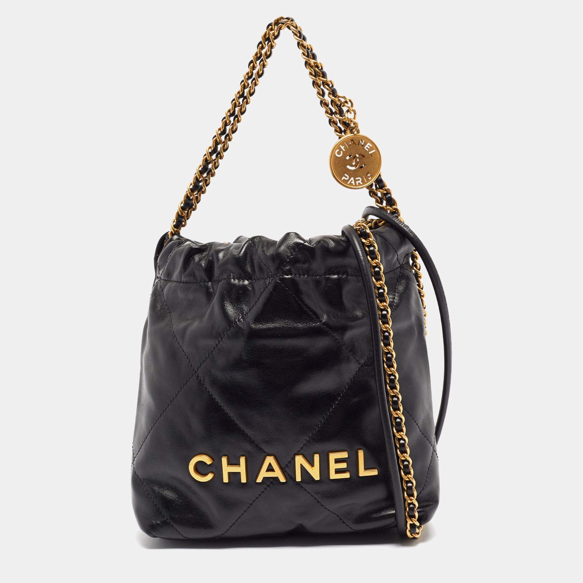 

Chanel Black Quilted Leather Mini 22 Chain Bag