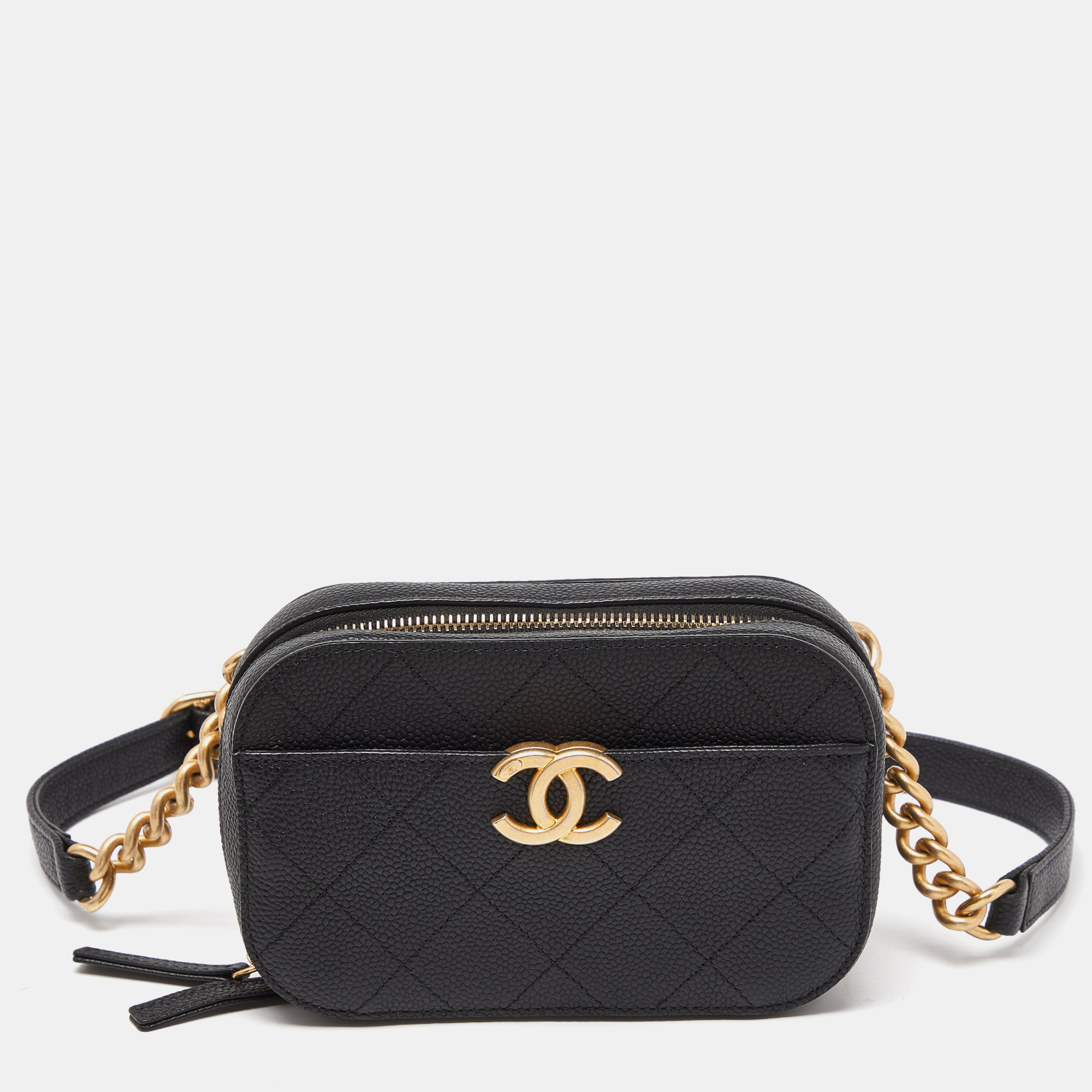 

Chanel Black Quilted Caviar Leather CC Belt Bag