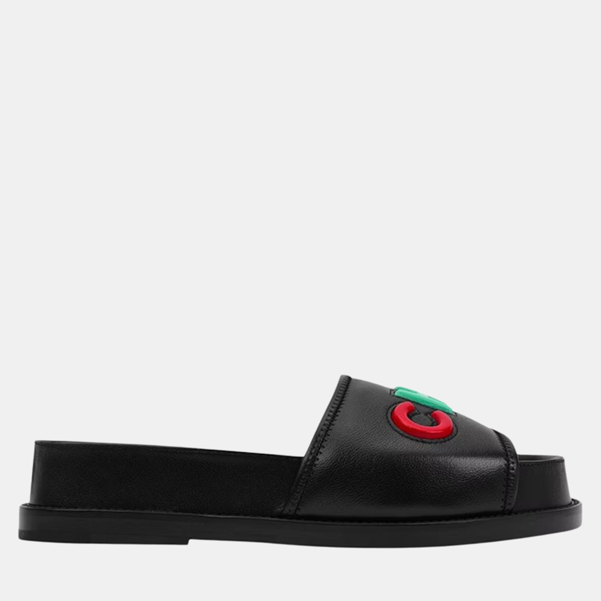 

Chanel Black Leather Logo Mule Sandal Size EU