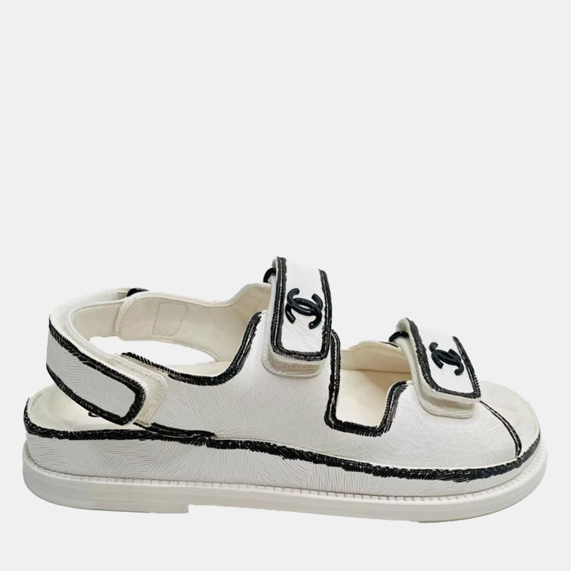 

Chanel White Leather Dad Sandals Size EU