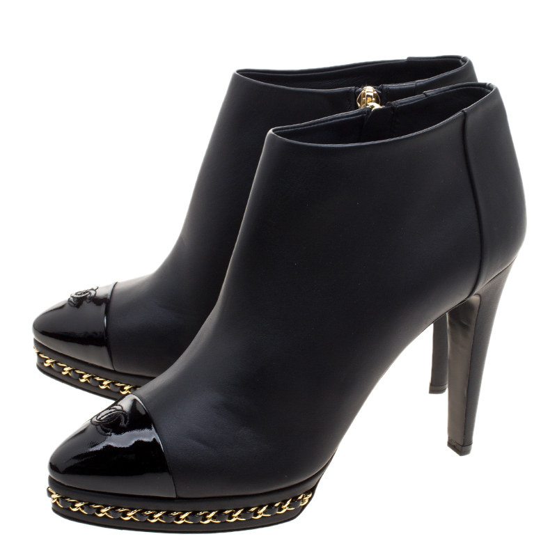 chanel ankle boots with chain