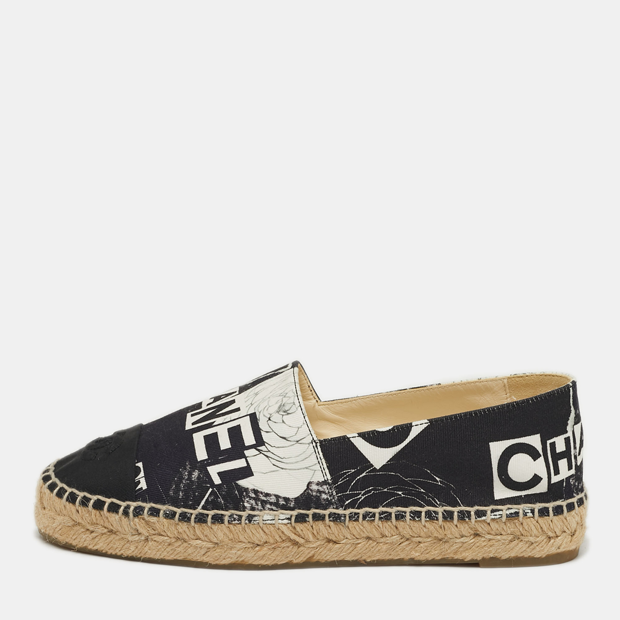 

Chanel Coco Size  Blue/Black Canvas Cap Toe Espadrille Flats