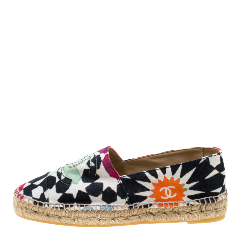 

Chanel Multicolor Print Canvas CC Espadrille Size