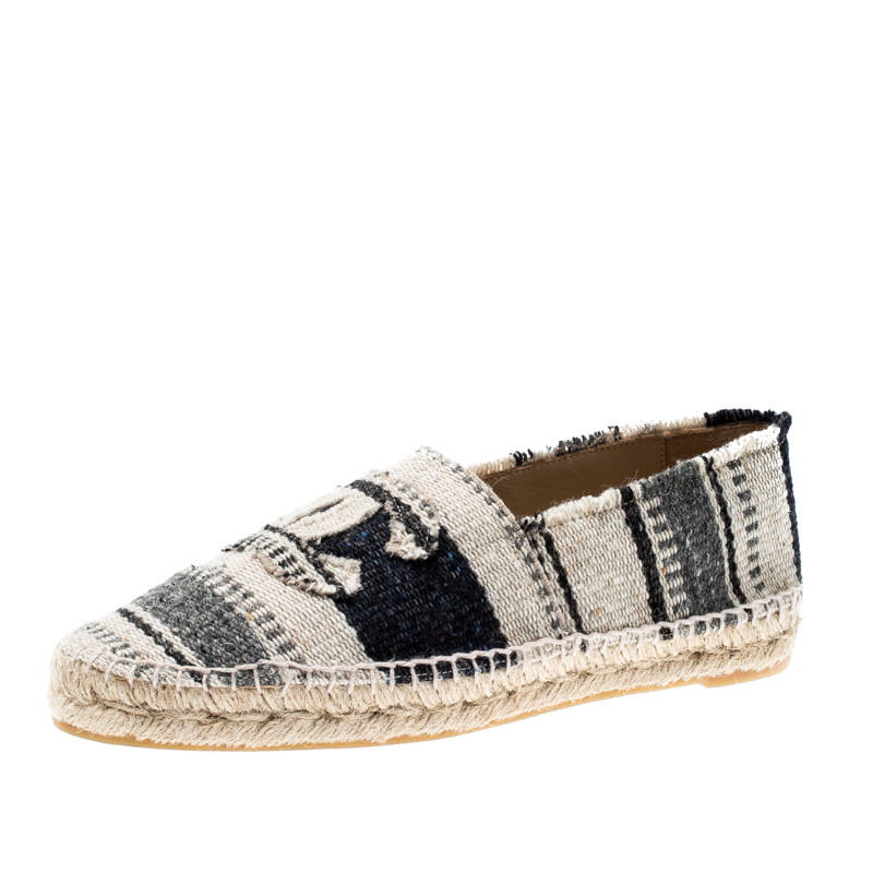 Pre Owned Chanel Multicolor Tweed CC Espadrilles Size 41
