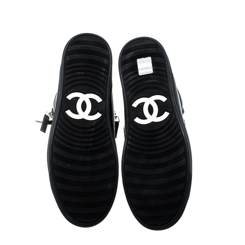 Chanel Black Double Zip Chain Detail High Top Sneakers 36 – The Closet