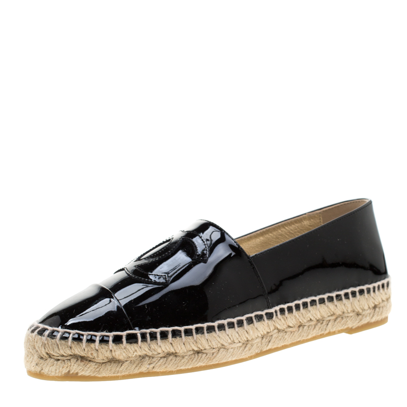 black patent espadrille