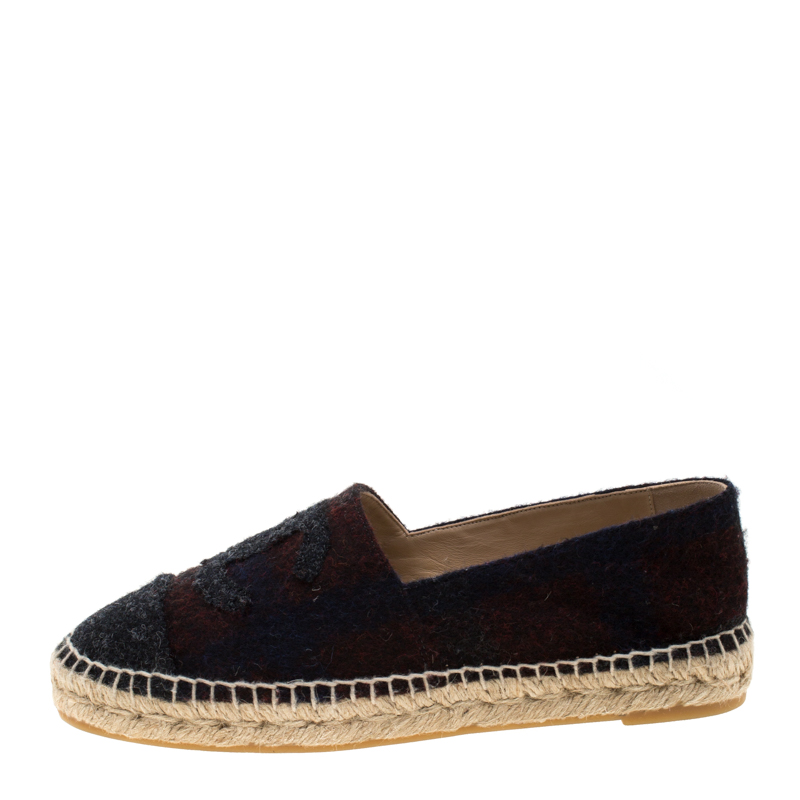 

Chanel Multicolor Wool Blend Fabric CC Espadrilles Size