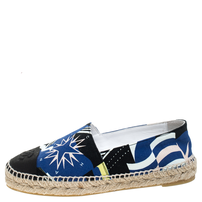 

Chanel Multicolor Canvas CC Cap Toe Logo Espadrilles Size