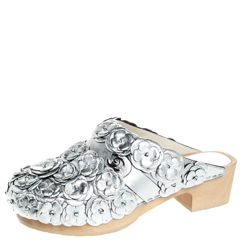 metallic silver clogs