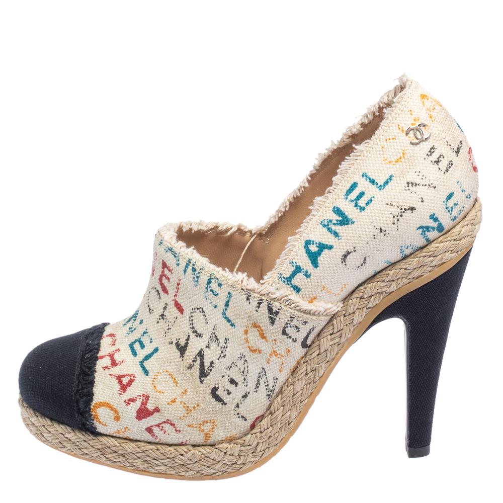 

Chanel Multicolor Monogram Toile Canvas Espadrille Pumps Size