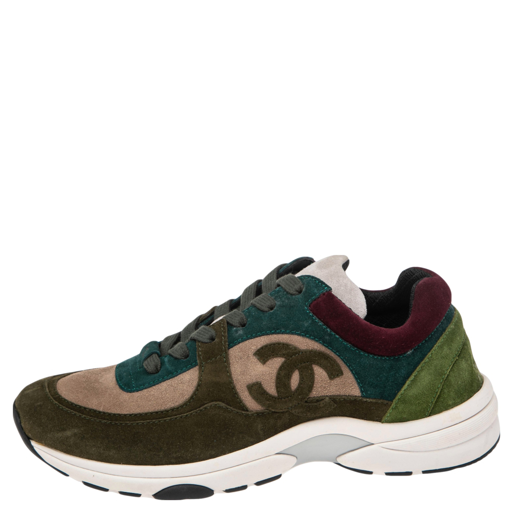 

Chanel Multicolor Suede Lace Up Sneakers Size