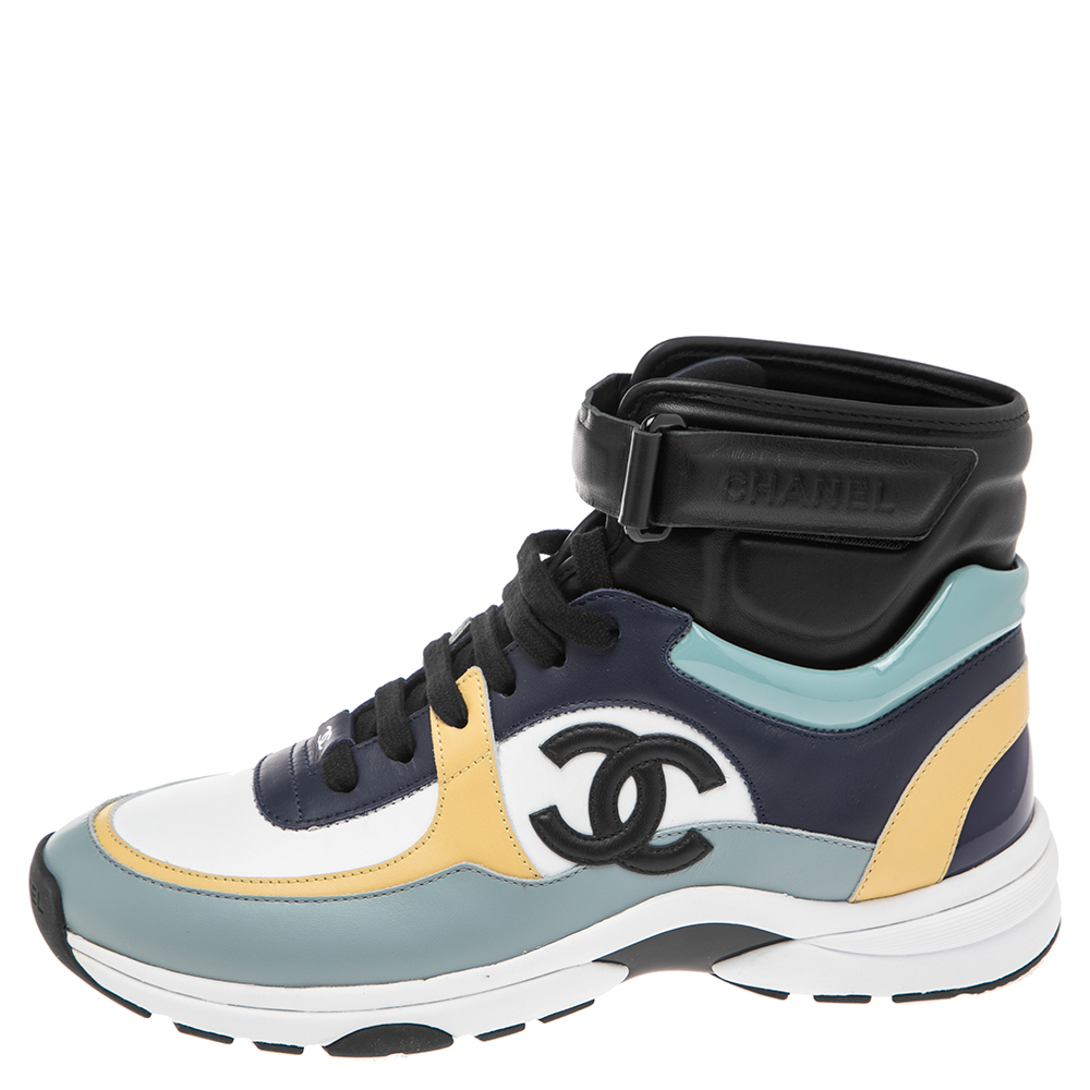 

Chanel Multicolor Leather CC High Top Sneakers Size