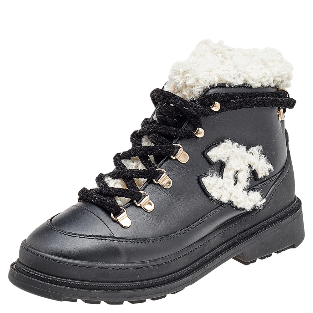 chanel lace up ankle boots