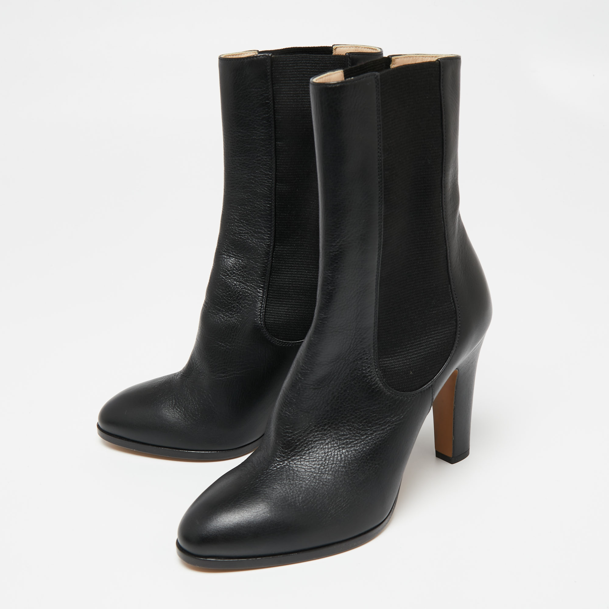 

Chanel Black Leather CC Ankle Length Boots Size
