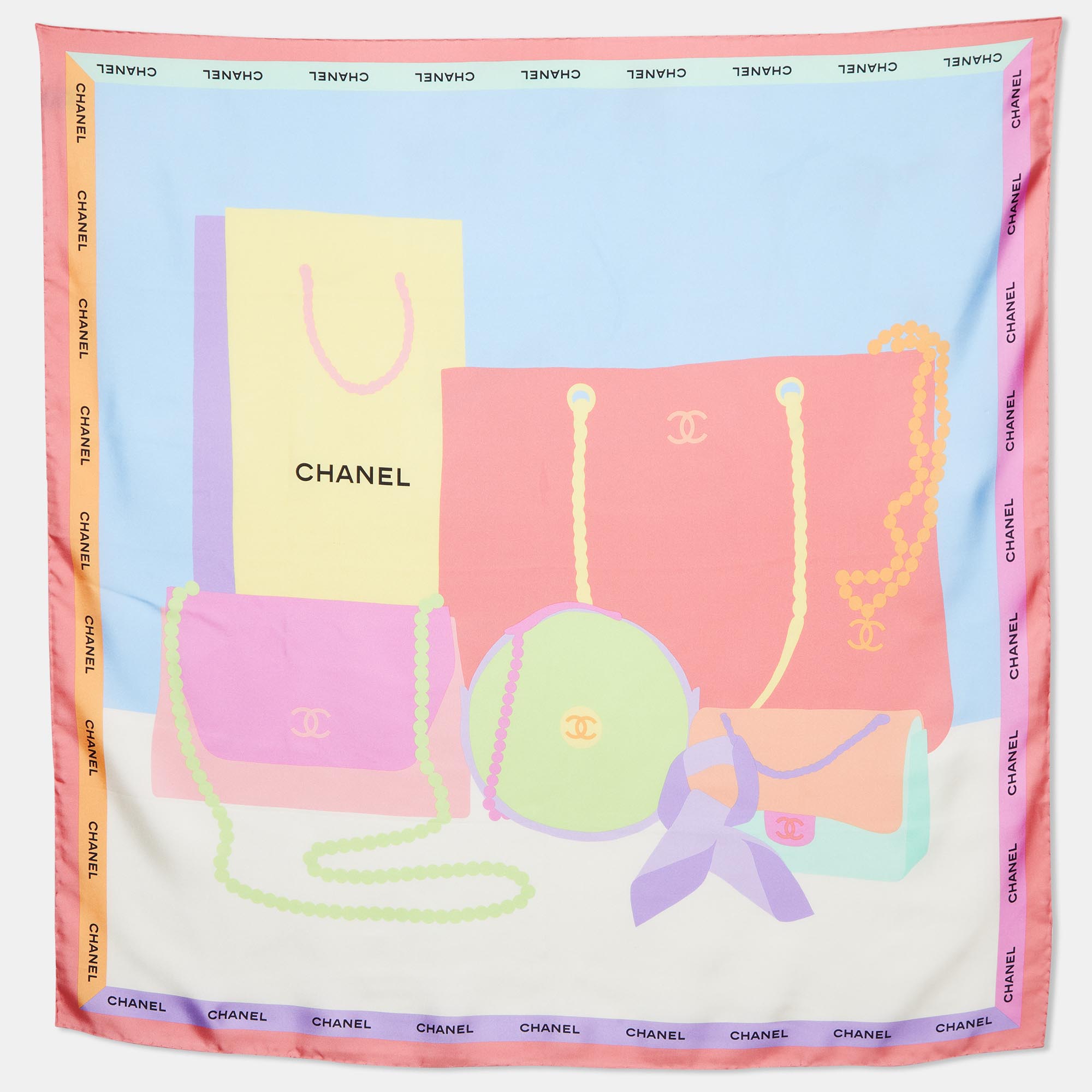 

Chanel Multicolor Bags Print Silk Square Scarf