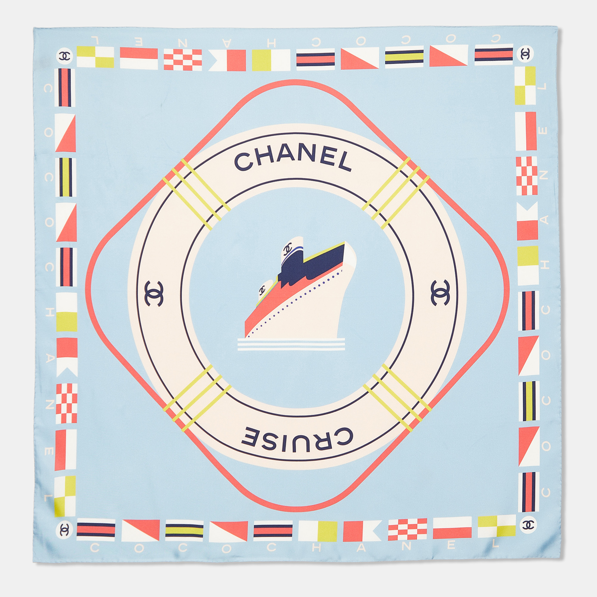 

Chanel Blue Chanel Cruise Print Silk Scarf