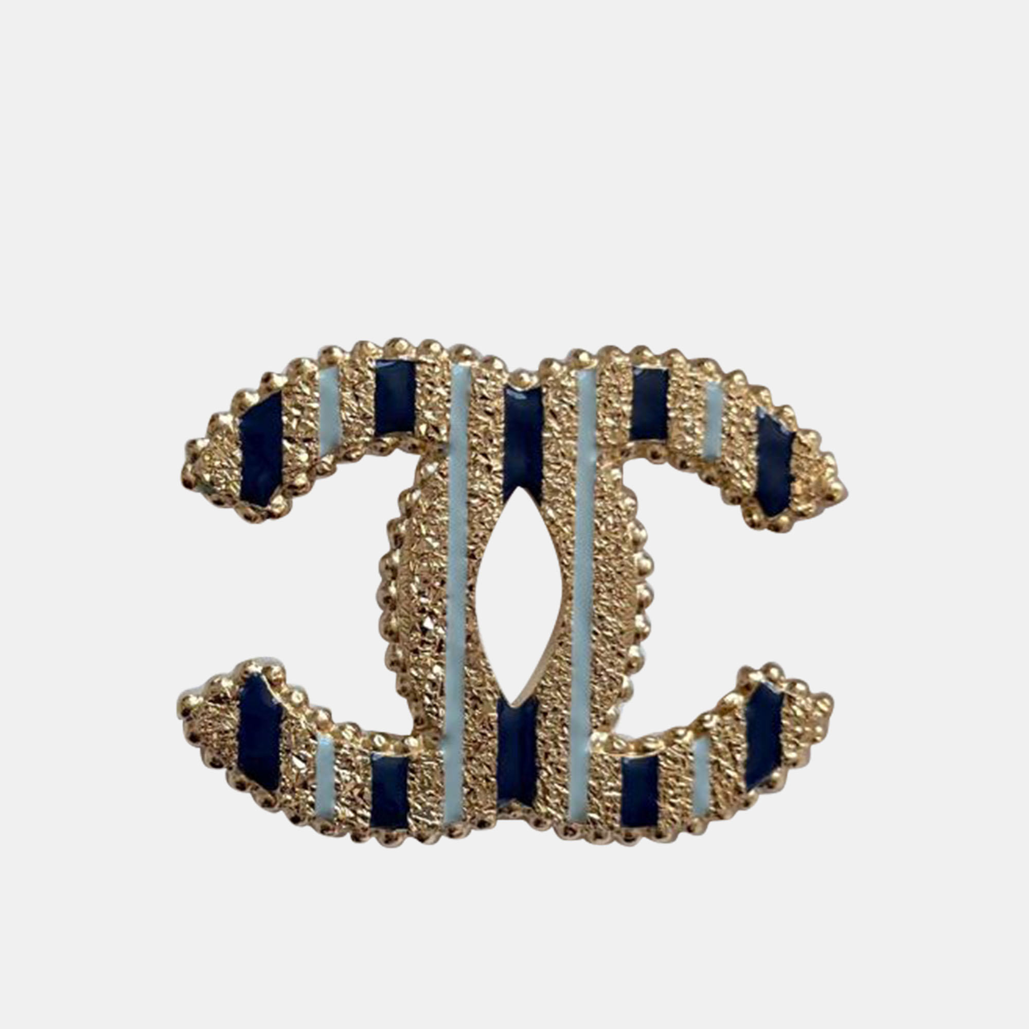 

Chanel Blue CC Enamel Striped Brooch