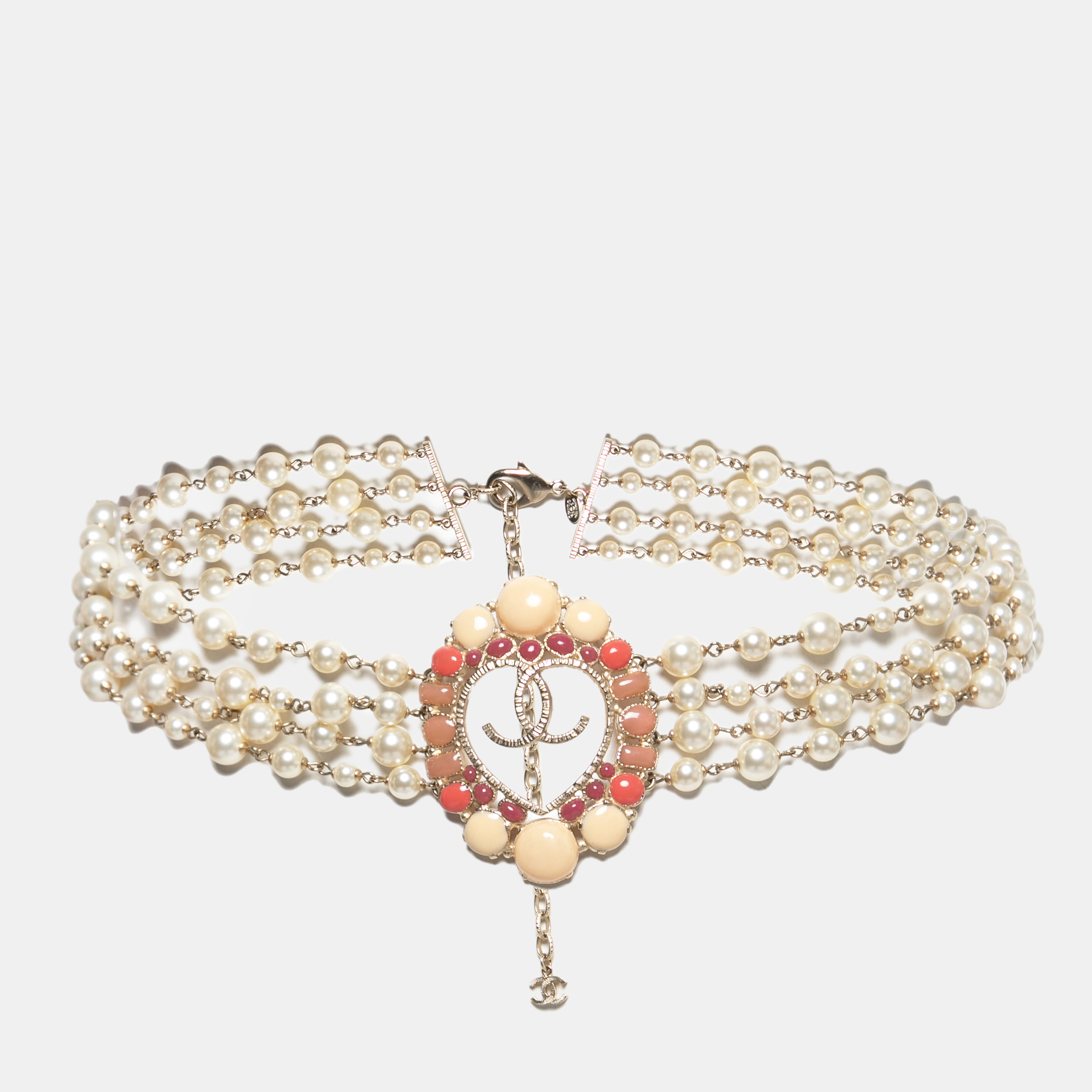 

Chanel CC Faux Pearl Enamel Gold Tone Waist Belt