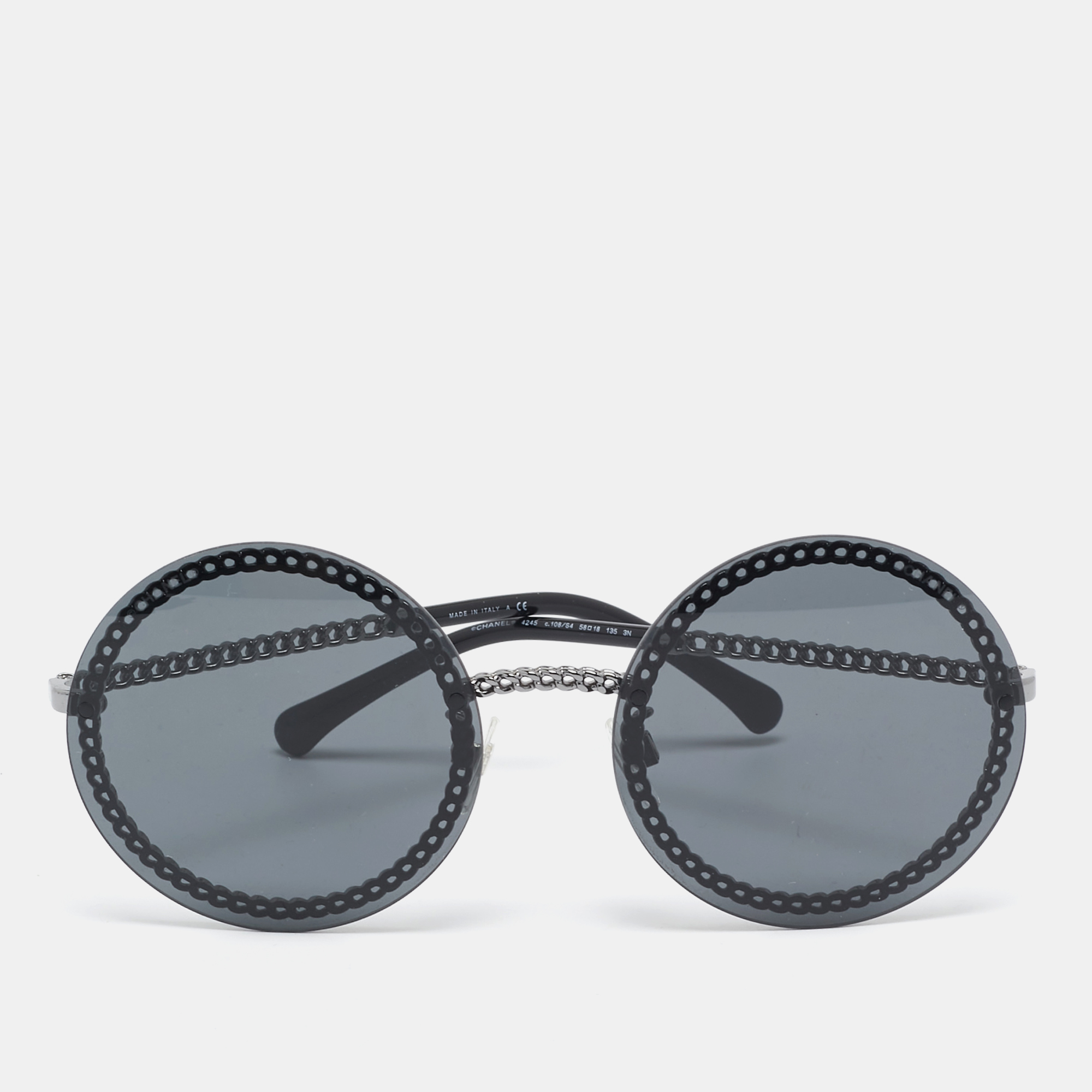 

Chanel Black/Grey Gradient 4245 Chain Round Sunglasses