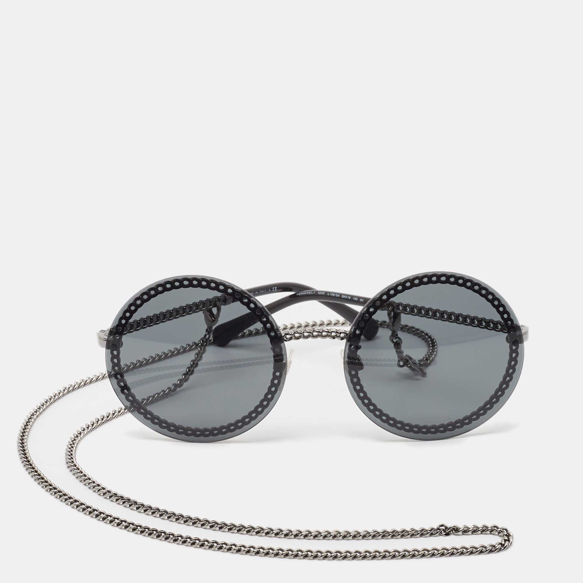 

Chanel Black/Grey Gradient 4245 Chain Round Sunglasses