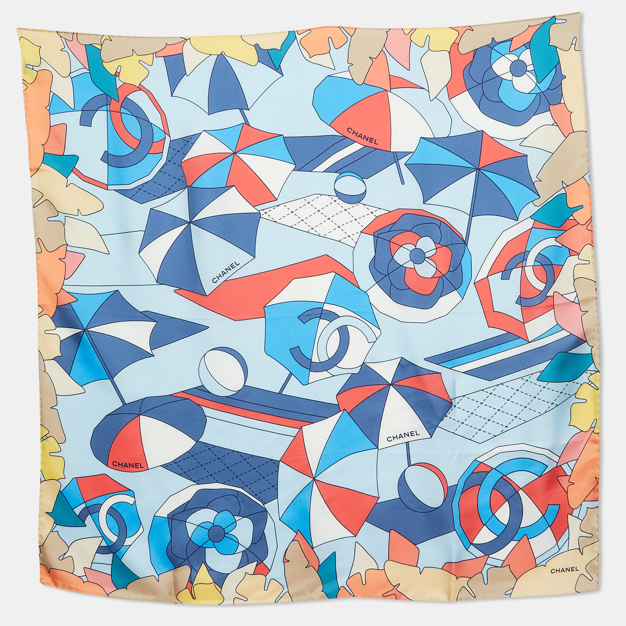 

Chanel Multicolor CC Umbrella Print Silk Square Scarf