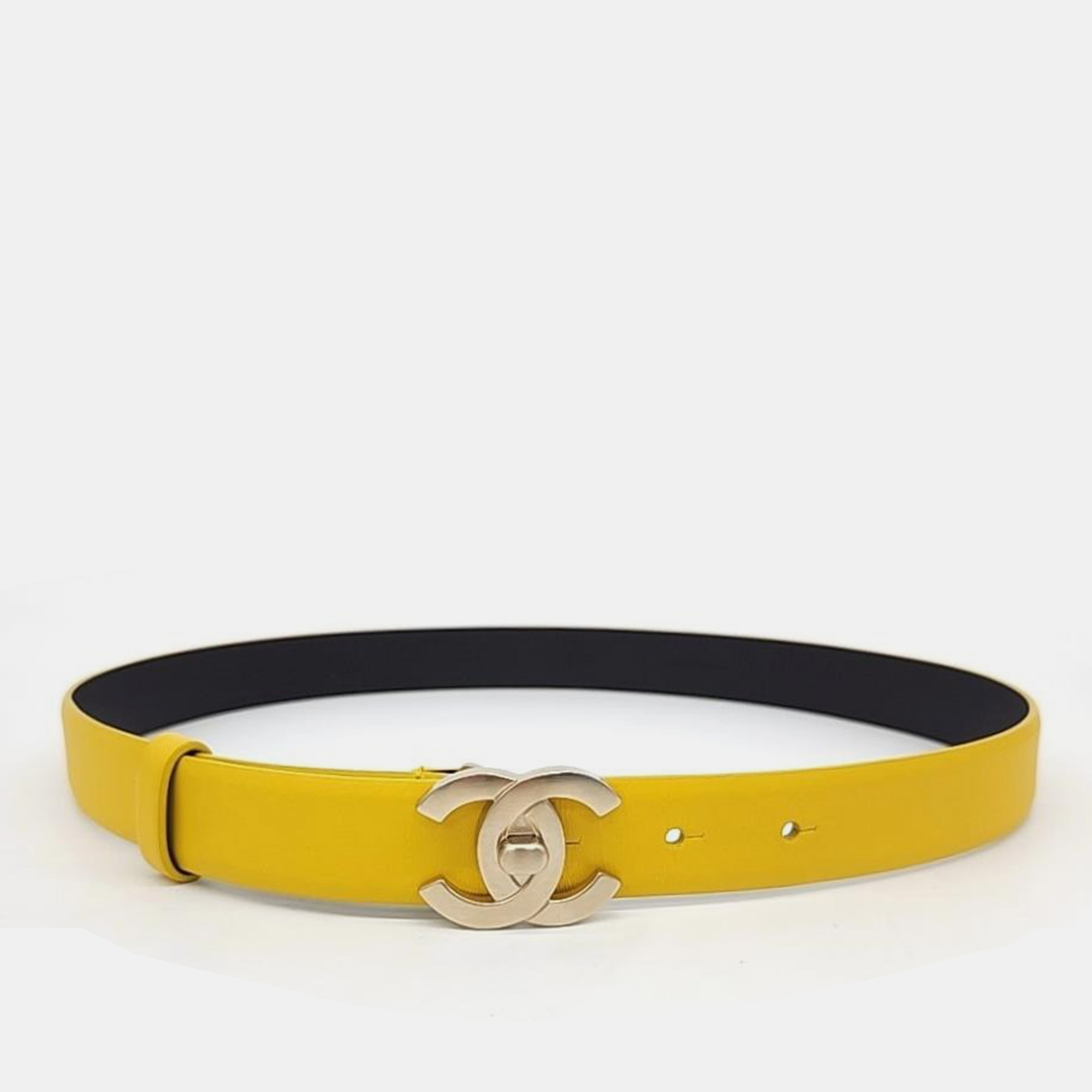

Chanel Yellow Leather Skinny Belt