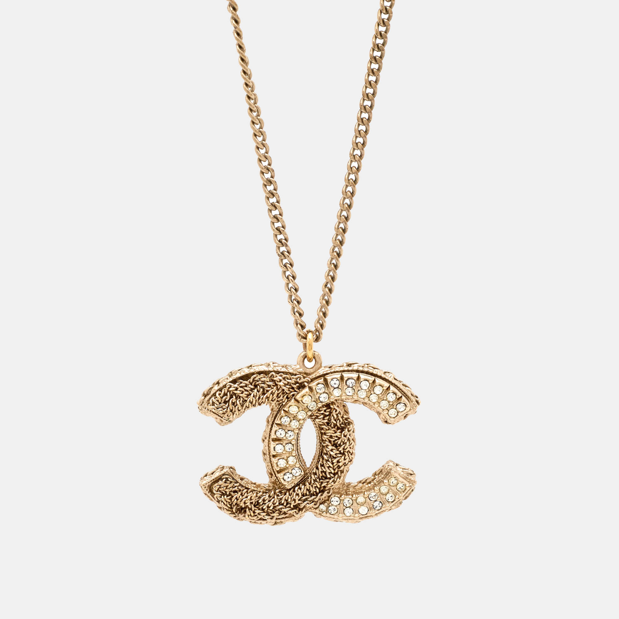 

Chanel CC Enamel Crystal Gold Tone Necklace