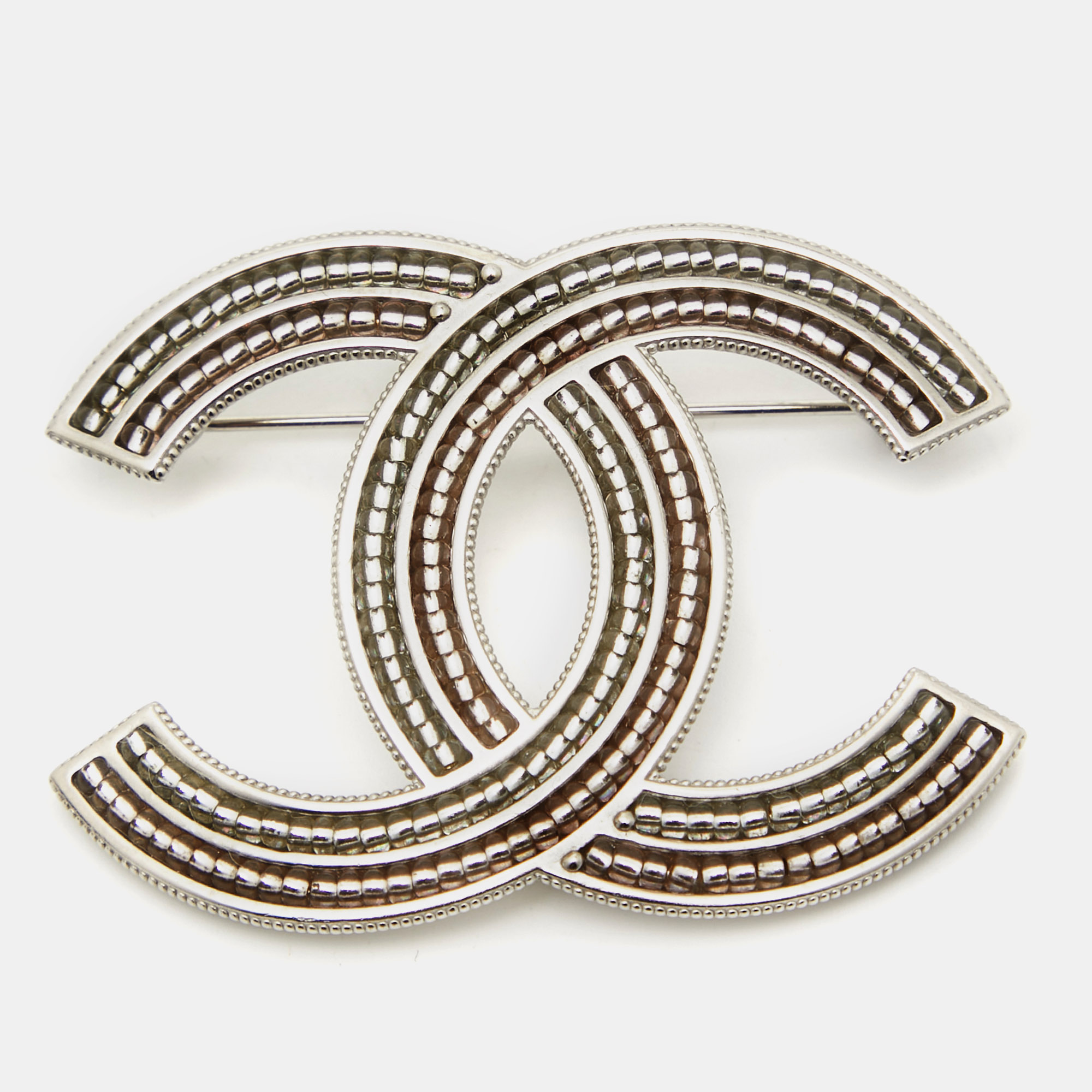 

Chanel CC Resin Silver-Tone Pin Brooch