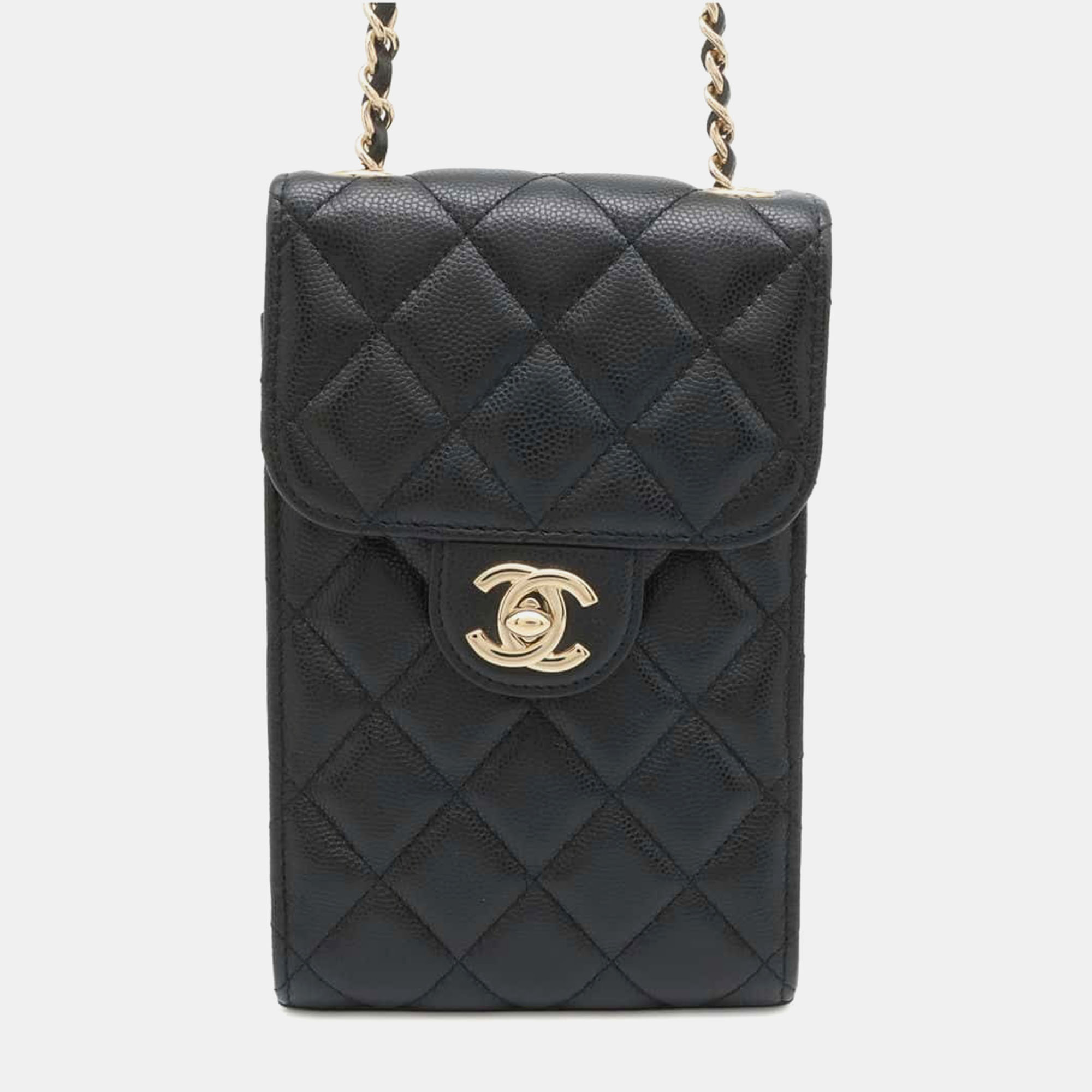 

Chanel Black Caviar Leather Classic Phone Pouch