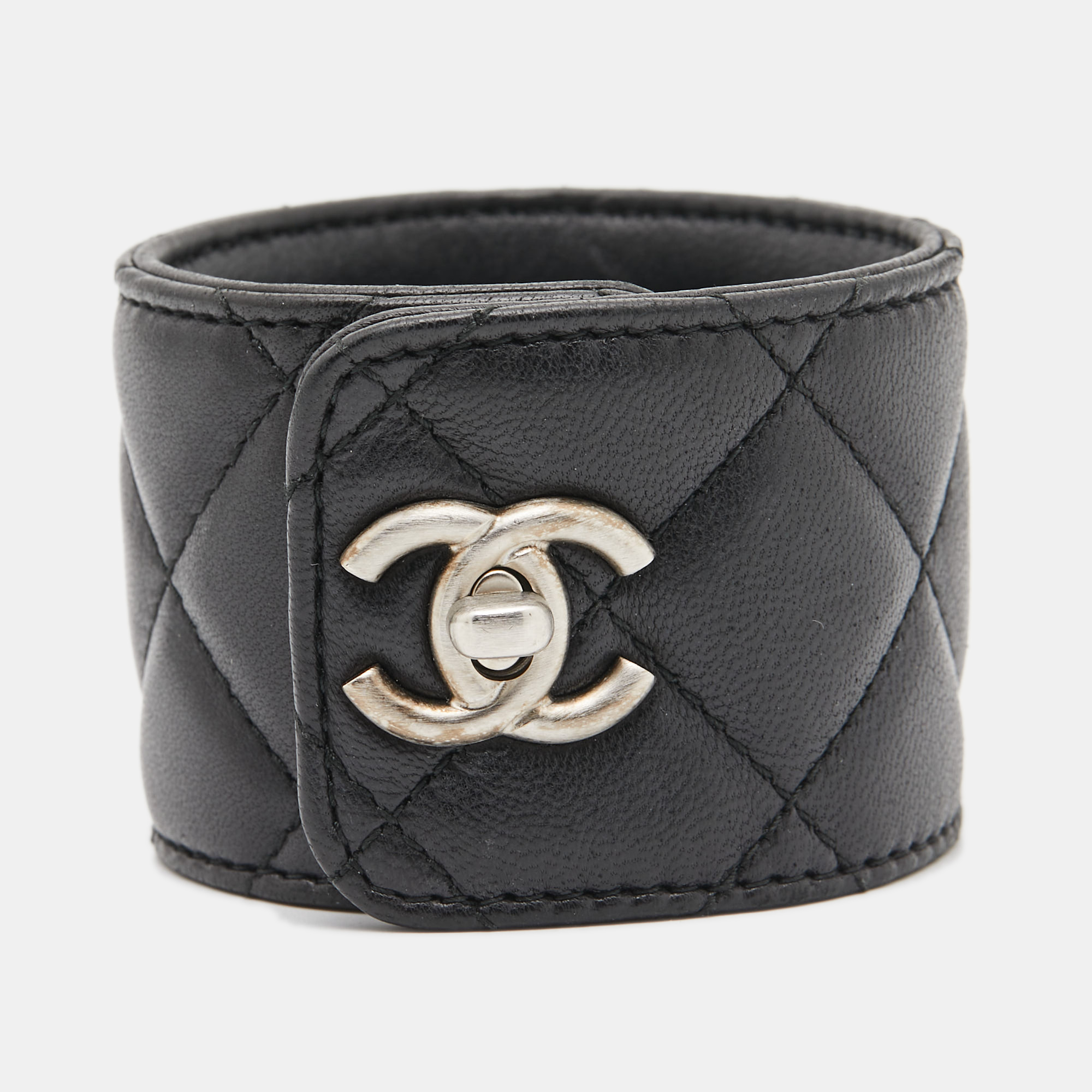 

Chanel CC Turnlock Black Quilted Leather Cuff Bracelet