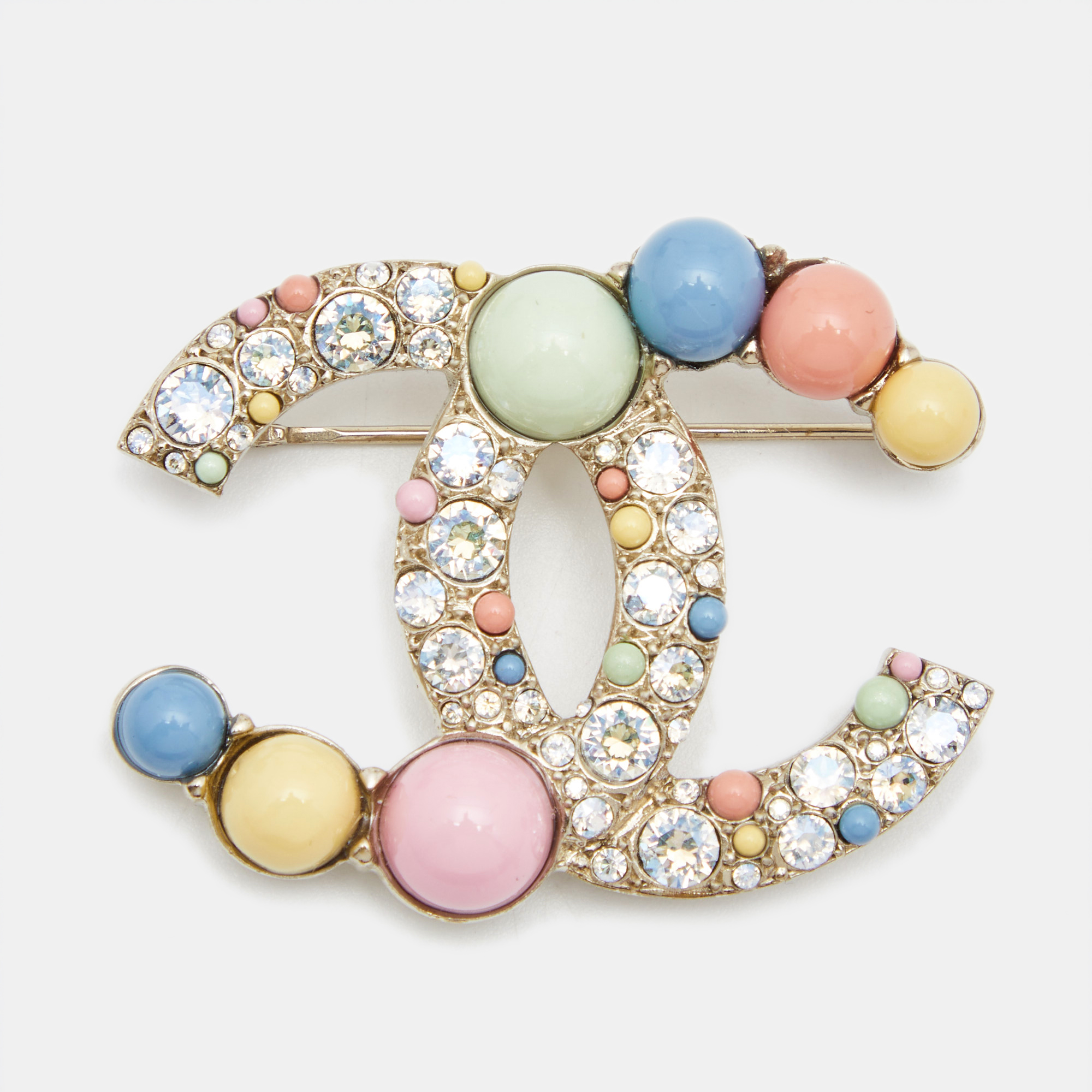 

Chanel CC Resin Crystals Gold Tone Brooch