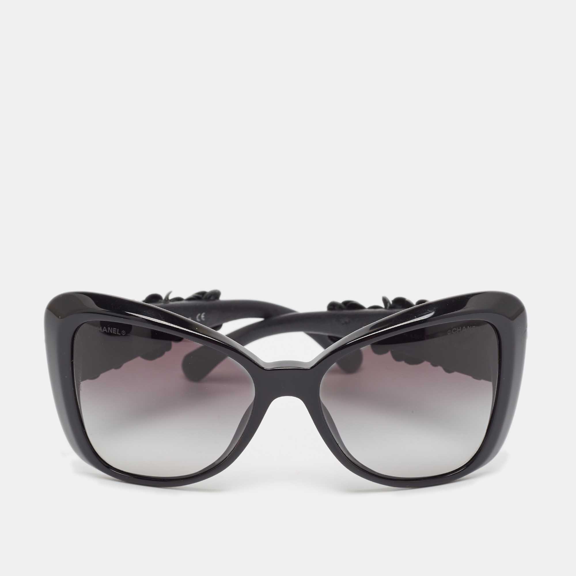 

Chanel Black Gradient 5317-G CC Camellia Butterfly Sunglasses