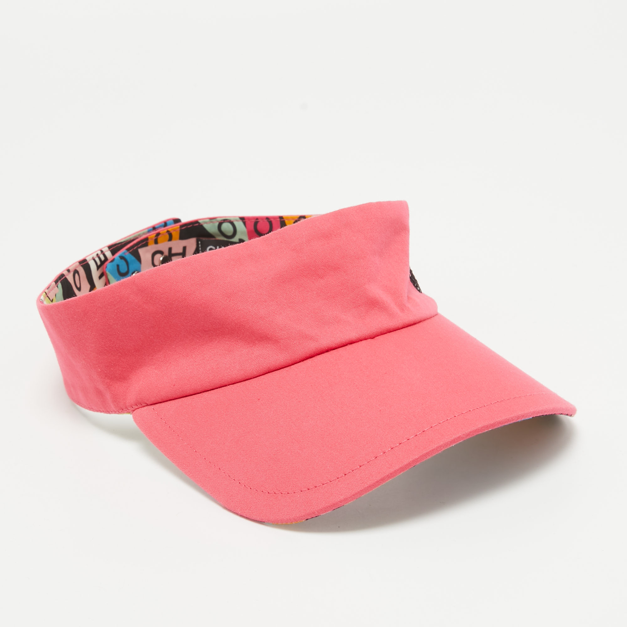 Pre-owned Chanel Pink Cotton Logo Detail Visor Cap