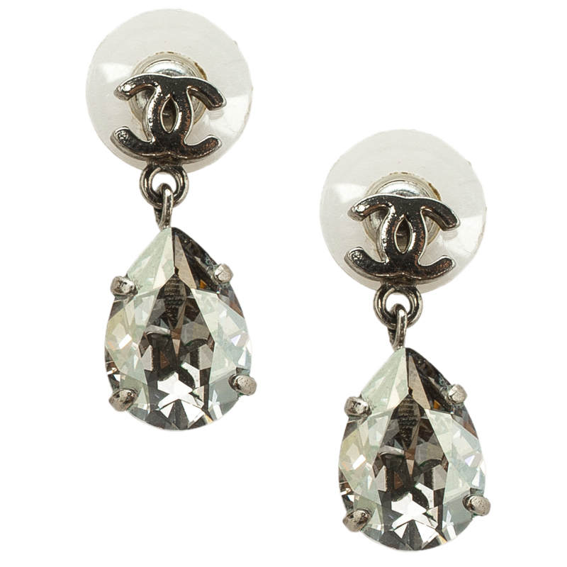 chanel teardrop crystal earrings