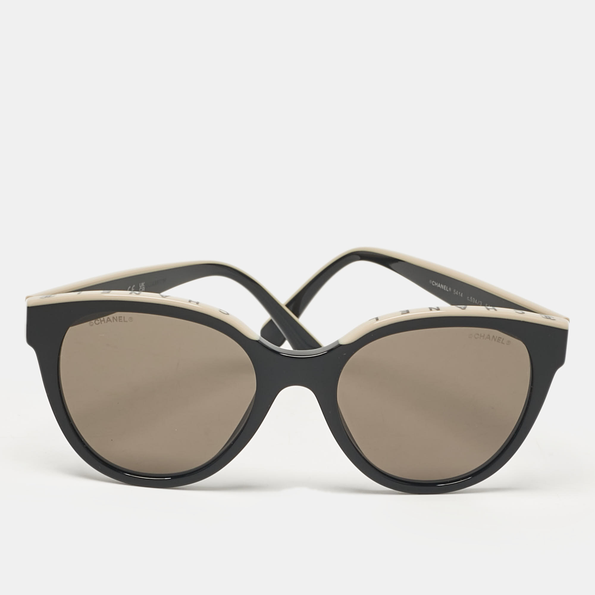 

Chanel Black/Beige 5414 Logo Cat Eye Sunglasses