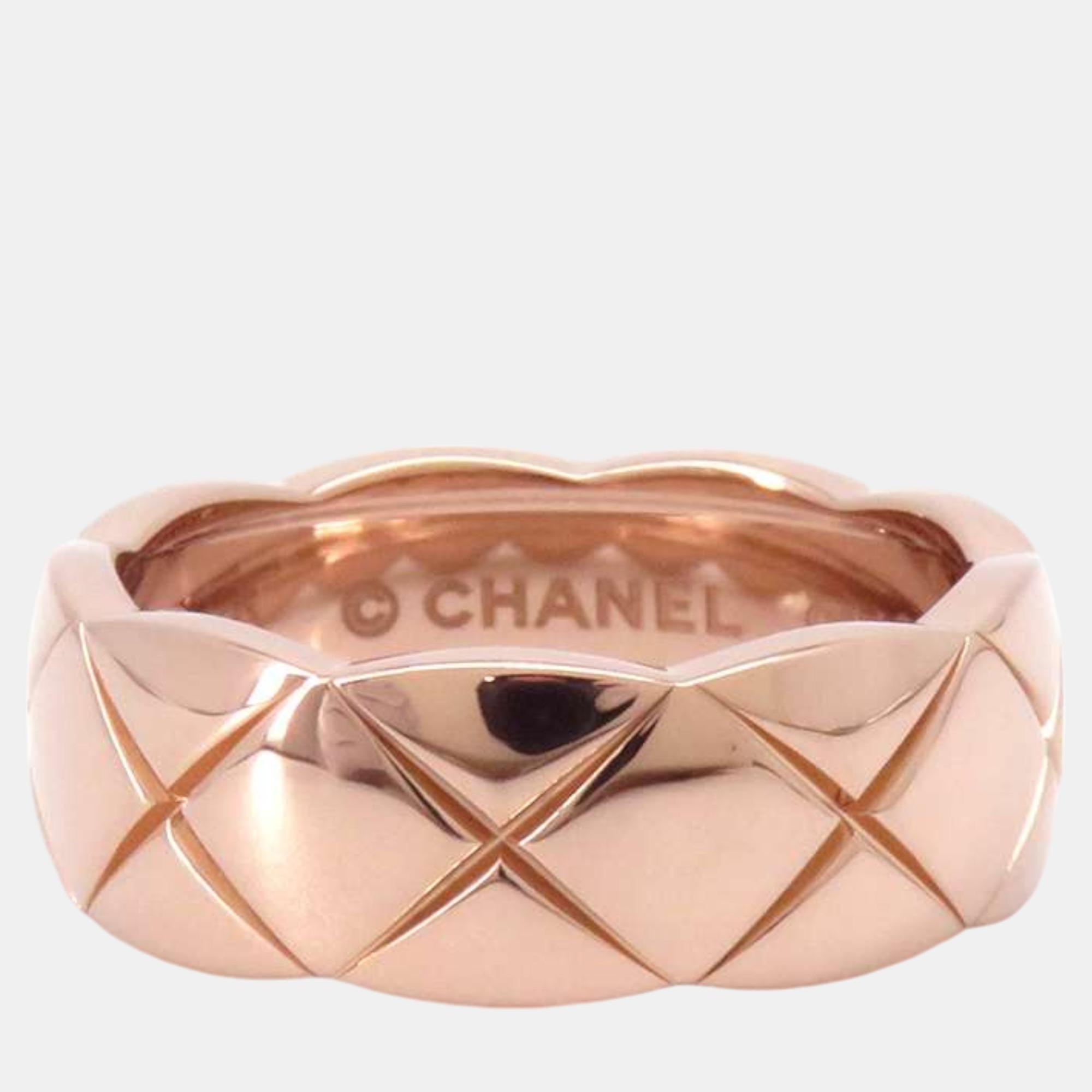 Pre-owned Chanel 18k Pink Gold Coco Crash Ring Size 50 Medium